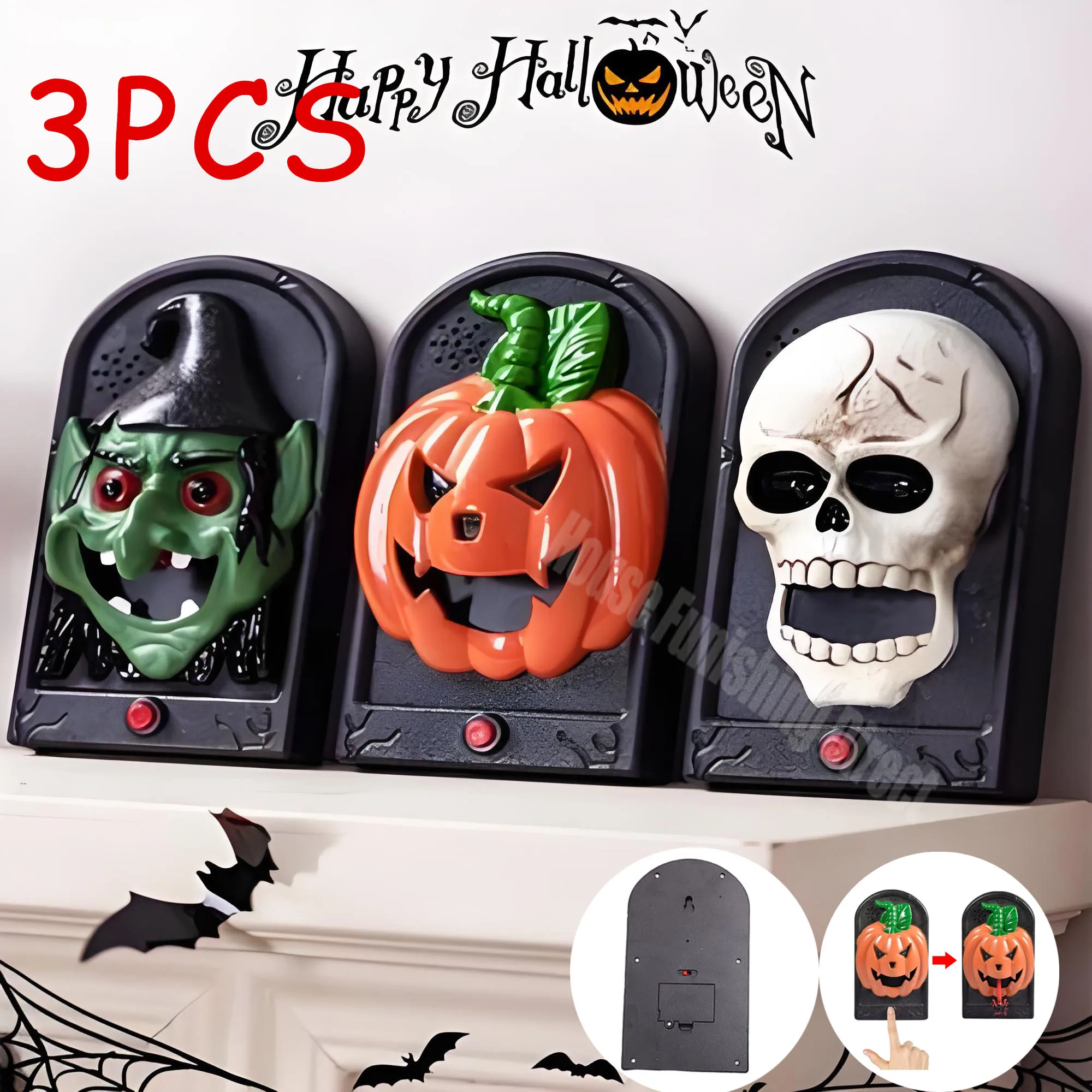 Musical Instrument Gong - Bel pintu hantu Halloween, dekorasi Halloween