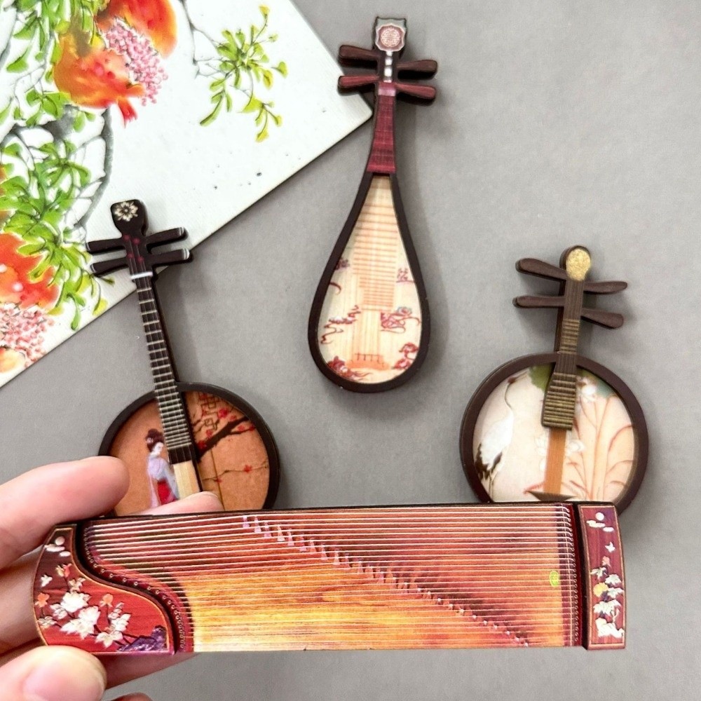 Musical Instrument Ancient - 4 Buah/Set Magnet Kulkas Alat Musik