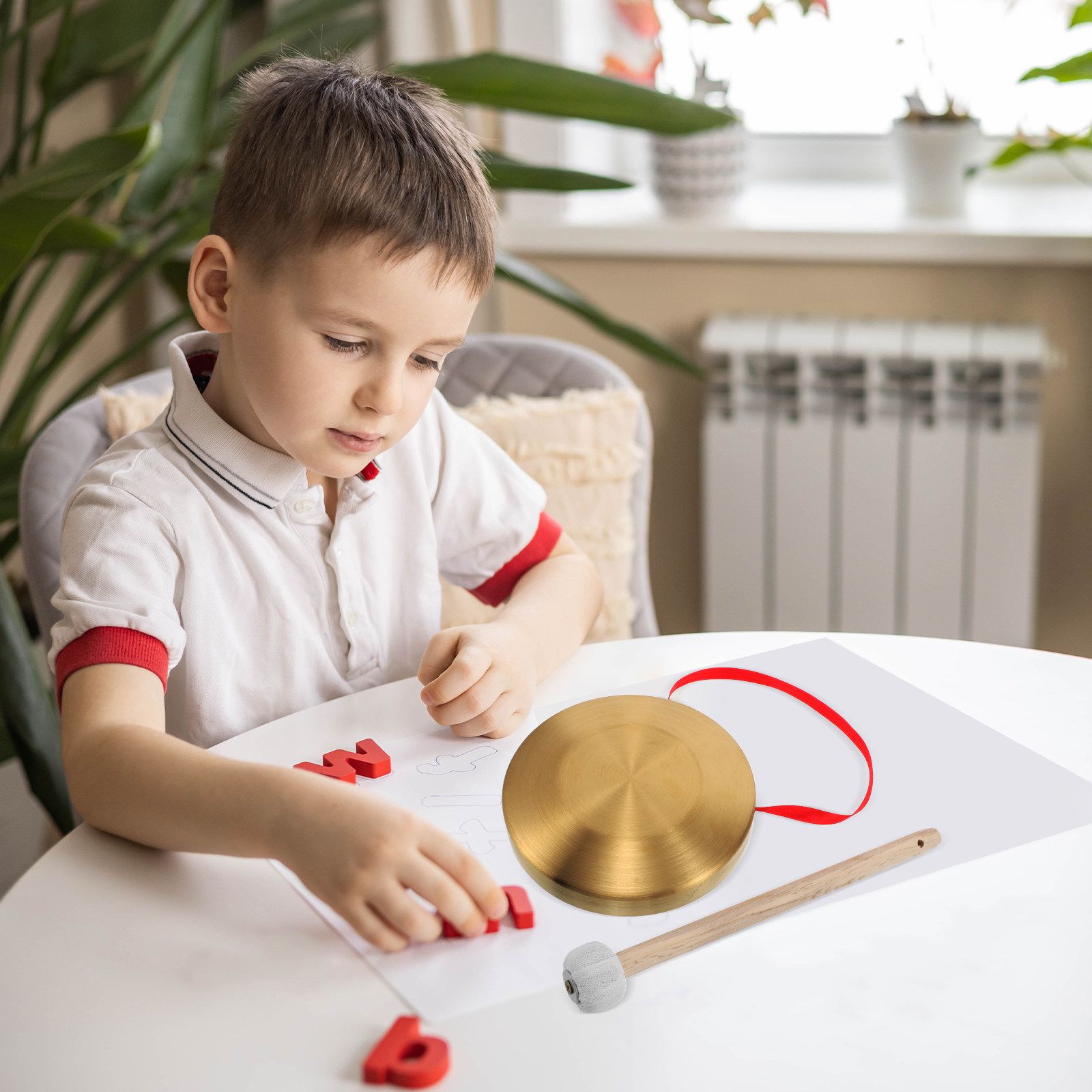 Musical Instrument Gong - 1Set Gong Mini Genggam dari Tembaga