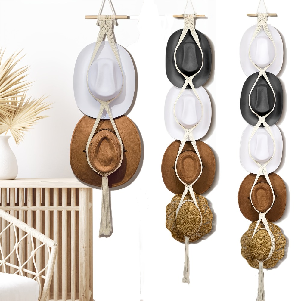 Musical Instrument Jazz - Gantungan Topi Bohemian Macrame, Rak Penyimpanan