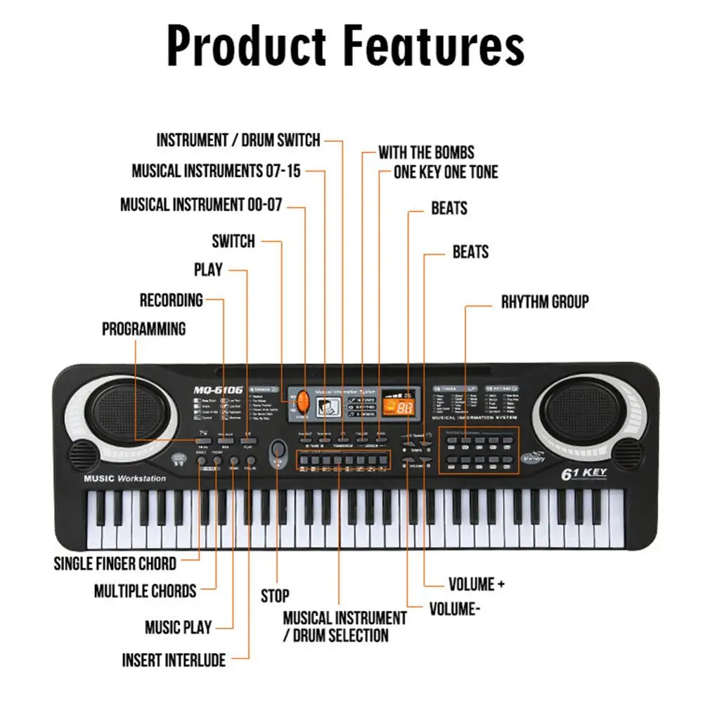 Keyboard Piano elektronik anak - Musical Instrument Drawing ulasan dan harga
