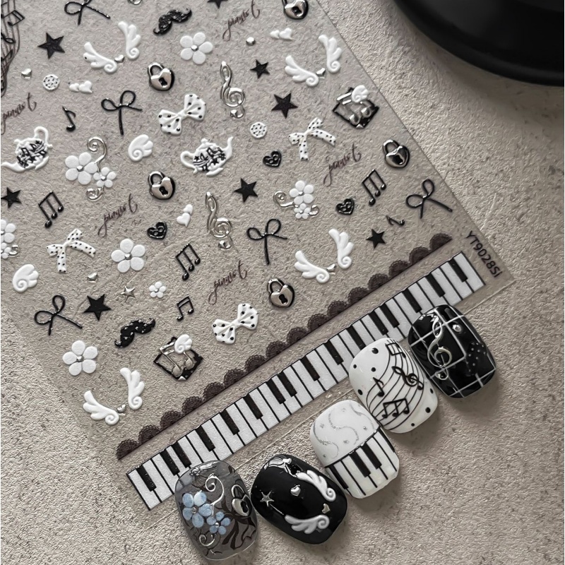 Stiker Kuku Catatan Piano Hita - Musical Instrument Painting ulasan dan harga