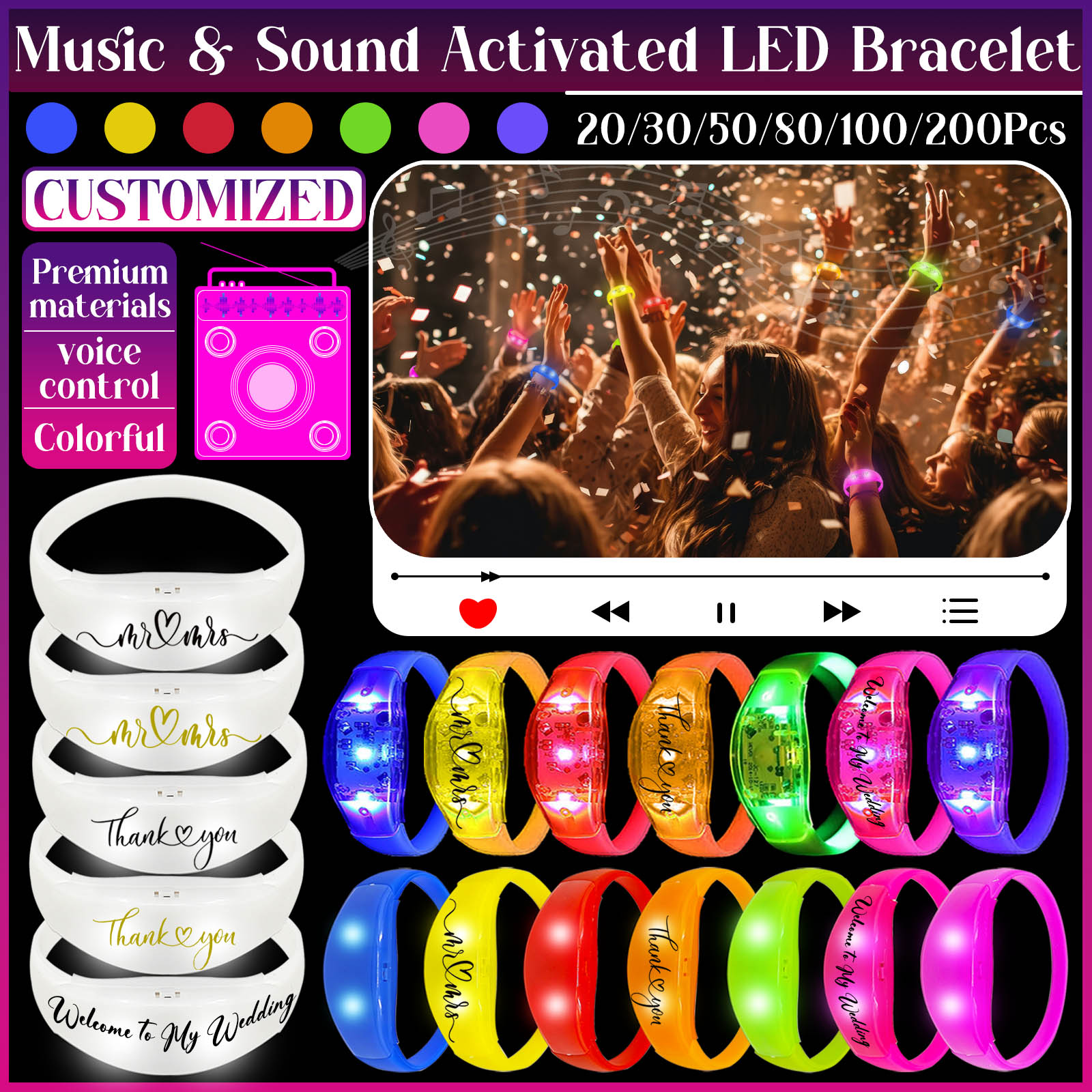 20-200 Buah Gelang LED Aktif d - Musical Instrument Gong ulasan dan harga